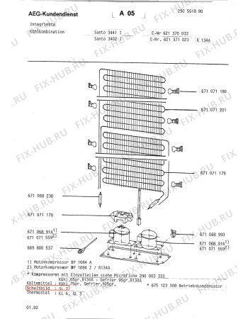 Взрыв-схема холодильника Aeg SAN3441 I - Схема узла Refrigerator cooling system